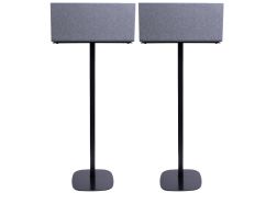 Set van twee zwarte speakerstandaards met Audio Pro Addon C20