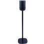 Zwarte speakerstandaard met Apple HomePod