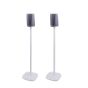 Set van twee witte speakerstandaards met Denon HEOS 1