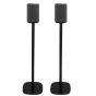 Set van twee zwarte speakerstandaards met Denon Home 150