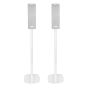 Set van twee witte speakerstandaards met Ikea Symfonisk verticaal