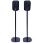 Set van twee zwarte speakerstandaards met JBL Control One