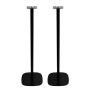 Set van twee zwarte speakerstandaards met Loewe We. BOOST detailfoto