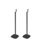 Set van twee zwarte speakerstandaards met Polk SR1 Wireless Surrounds detailfoto