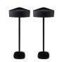 Set van twee zwarte speakerstandaards met Samsung M5 WAM550
