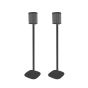 Set van twee zwarte speakerstandaards met Sonos Play 1