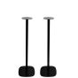 Set van twee zwarte speakerstandaards met Wiim Sound detailfoto