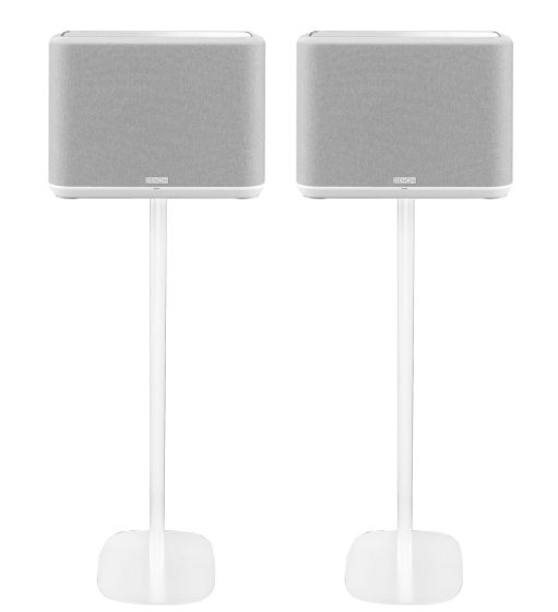 Set van twee speakerstandaards met Denon Home 350 wit set