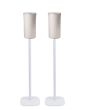 Set van twee witte speakerstandaards met Samsung R1 WAM1501