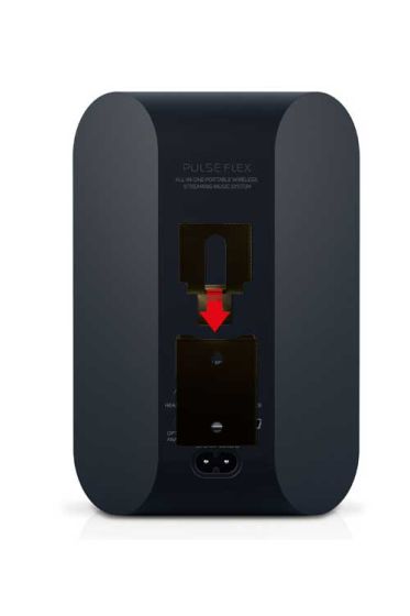 Zwarte portable muurbeugel voor Bluesound Pulse Flex