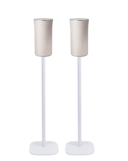 Set van twee witte speakerstandaards met Samsung R1 WAM1501