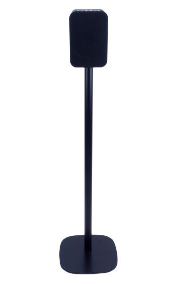 Zwarte speakerstandaard met Bluesound Pulse Flex