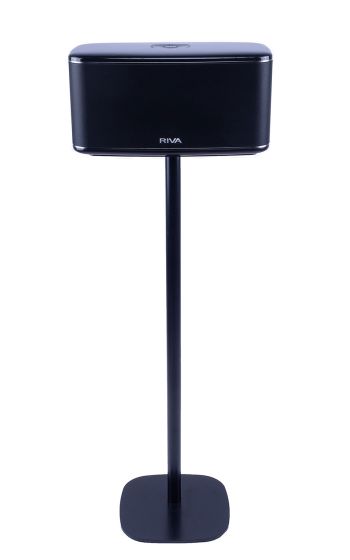 Zwarte speakerstandaard met Riva Festival