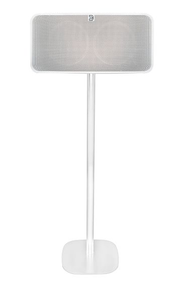 Witte speakerstandaard met Bluesound Pulse 2