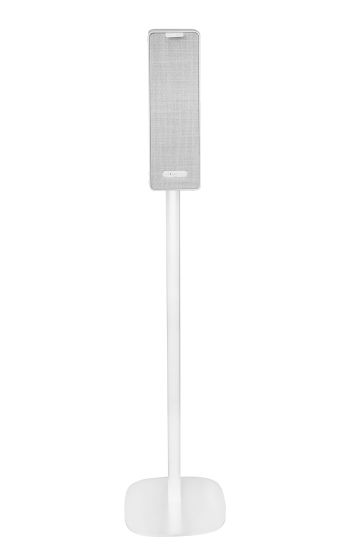 Witte speakerstandaard met Ikea Symfonisk verticaal