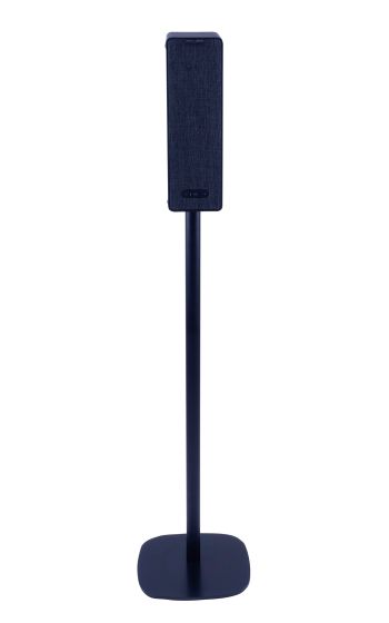 Zwarte speakerstandaard met Ikea Symfonisk verticaal