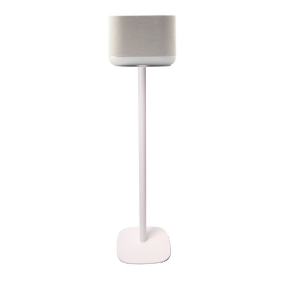 Witte speakerstandaard met Denon Home 400