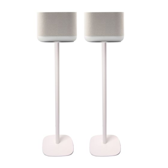 Enkele witte speakerstandaard met Denon Home 400