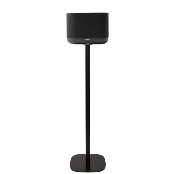 Zwarte speakerstandaard met Denon Home 400