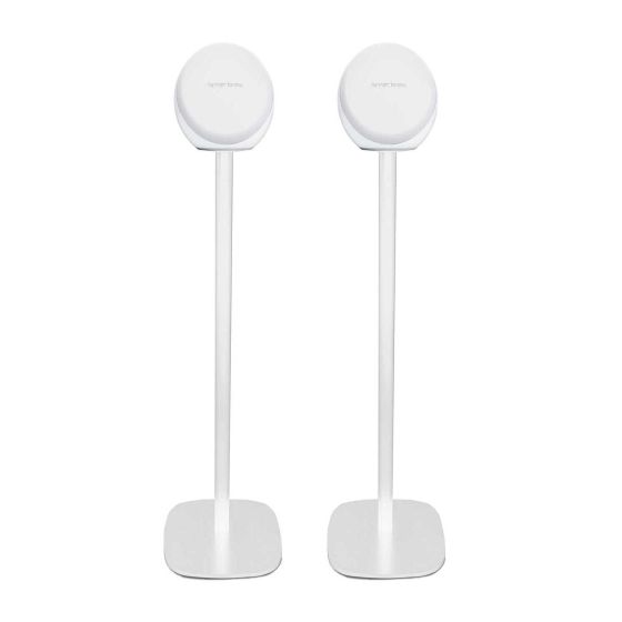 Witte speakerstandaard met Harman Kardon Omni 10