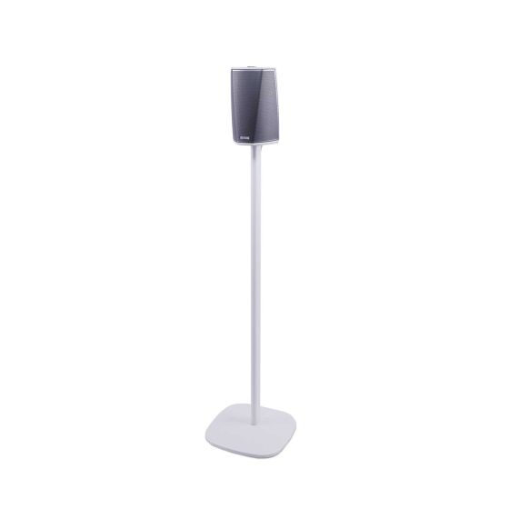 Witte speakerstandaard met Denon HEOS 1