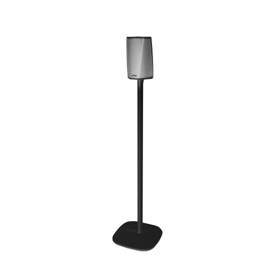 Zwarte speakerstandaard met Denon HEOS 1