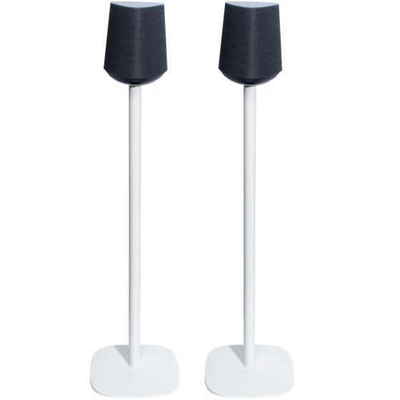 Set van twee witte speakerstandaards met Loewe Klang MR1
