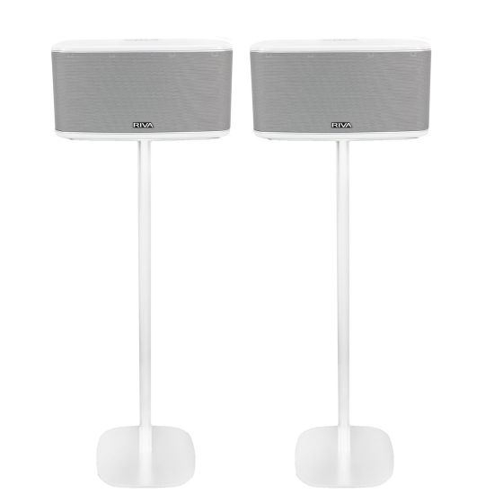 Set van twee witte speakerstandaards met Riva Festival