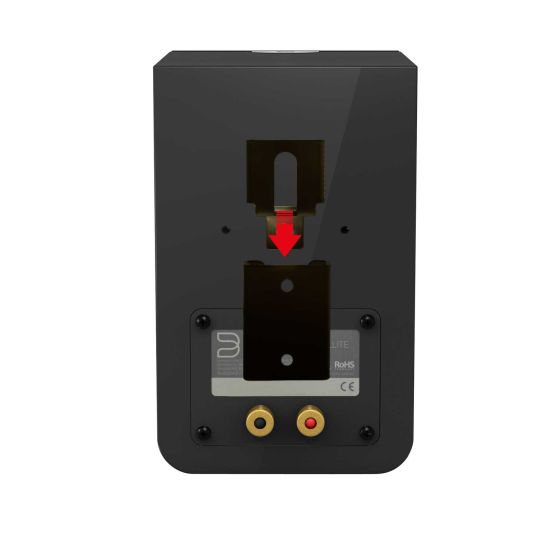 Zwarte portable muurbeugel voor Bluesound Duo