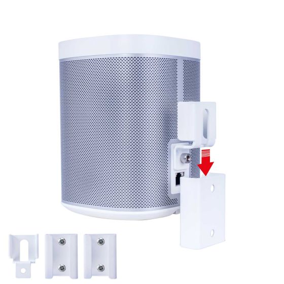 Witte portable muurbeugel voor Sonos Play 1 in zijaanzicht