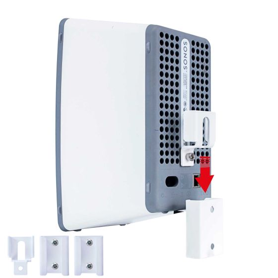 Witte portable muurbeugel voor Sonos Play 3 in zijaanzicht