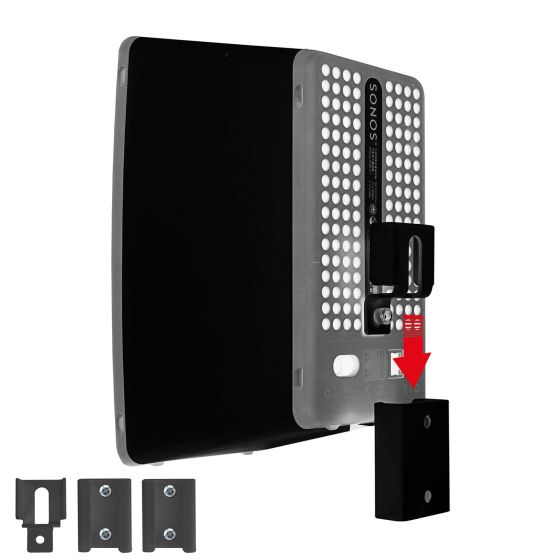 Zwarte portable muurbeugel voor Sonos Play 3 in zijaanzicht