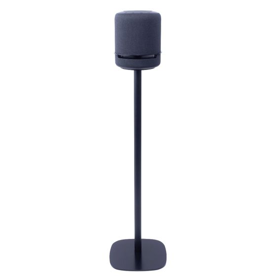 Zwarte speakerstandaard met Amazon Echo Studio