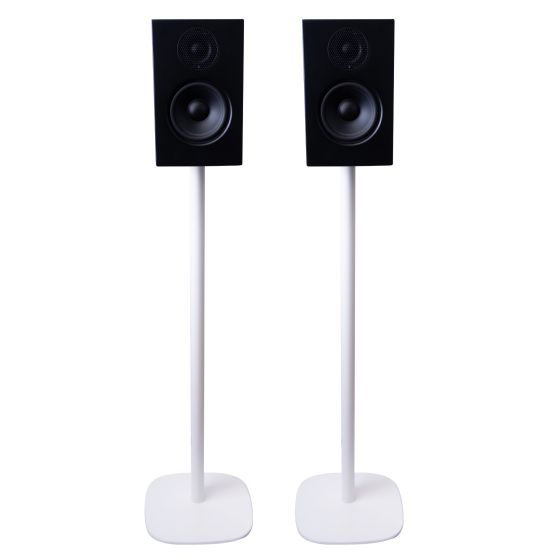 Set van twee speakerstandaards met Audio Pro A28 wit set