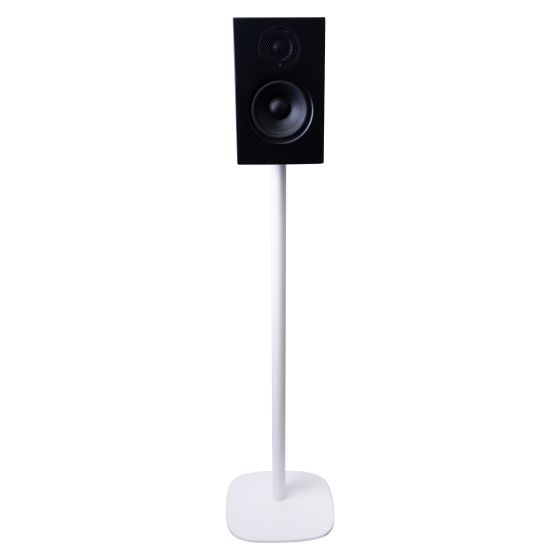 Witte speakerstandaard met Audio Pro A28