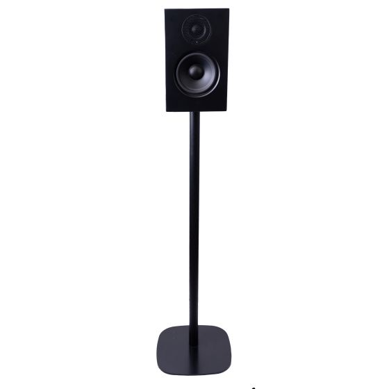 Zwarte speakerstandaard met Audio Pro A28
