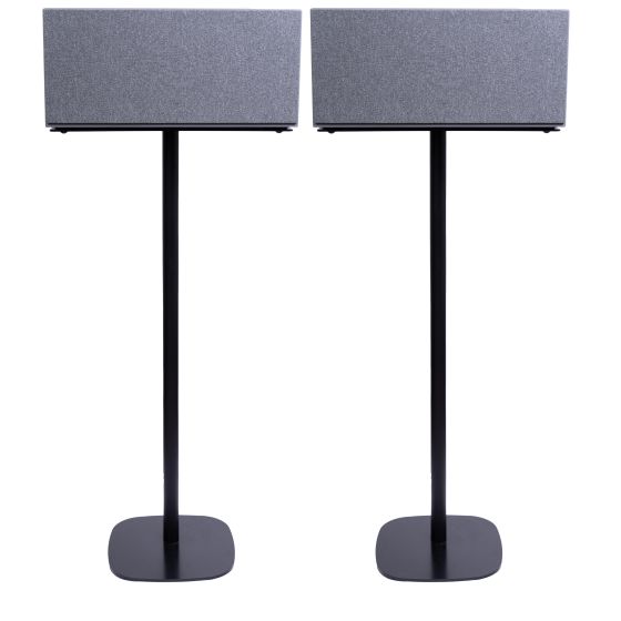 Set van twee zwarte speakerstandaards met Audio Pro Addon C20