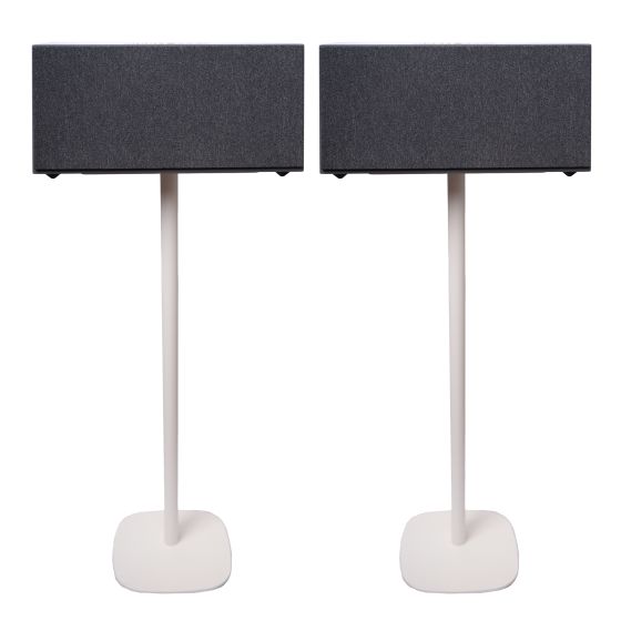 Set van twee witte speakerstandaards met Audio Pro C20