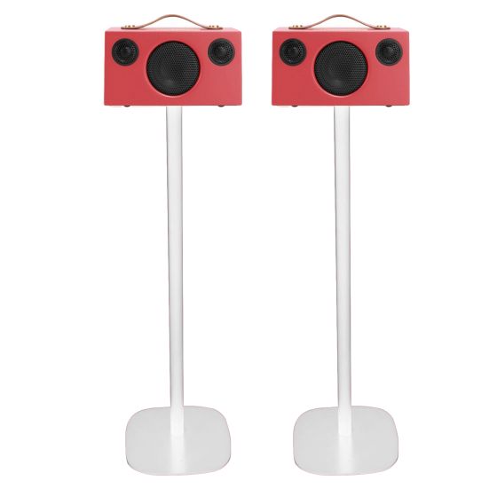 Enkele witte speakerstandaard met Audio Pro T3/C3