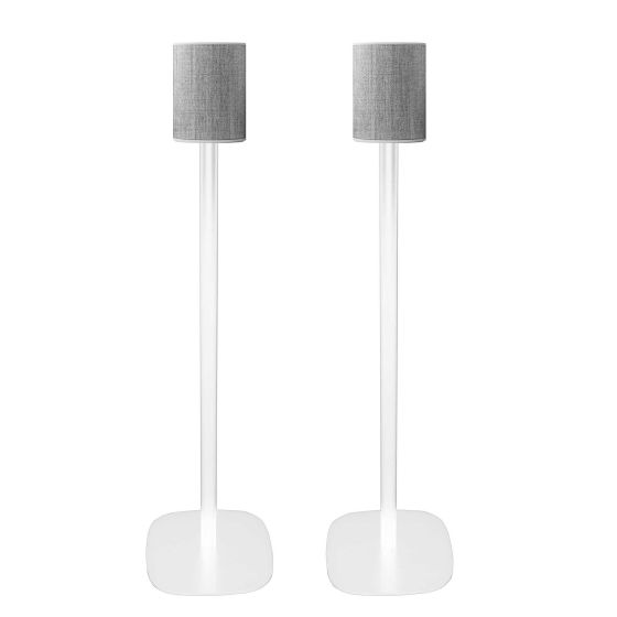 Set van twee witte speakerstandaards met B&O BeoPlay M3