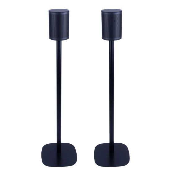 Set van twee zwarte speakerstandaards met B&O BeoPlay M3