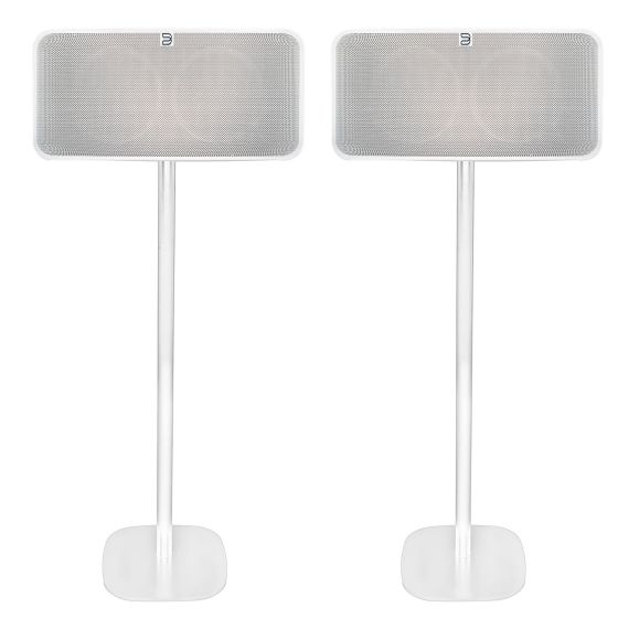 Set van twee witte speakerstandaards met Bluesound Pulse 2