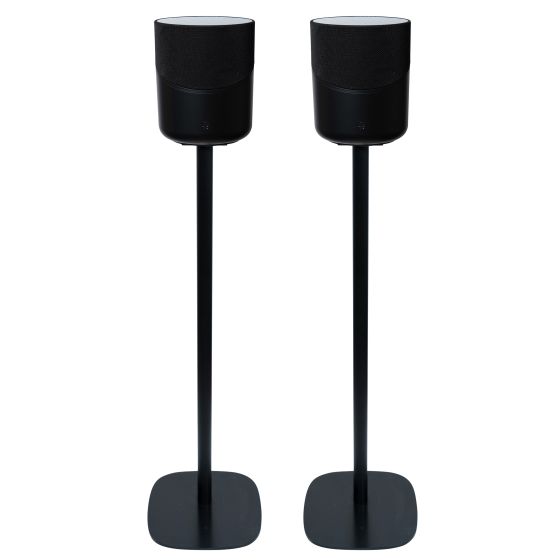 Zwarte speakerstandaard met Bluesound Pulse M