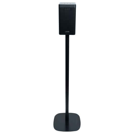 Zwarte speakerstandaard met Canton Smart Soundbox 3
