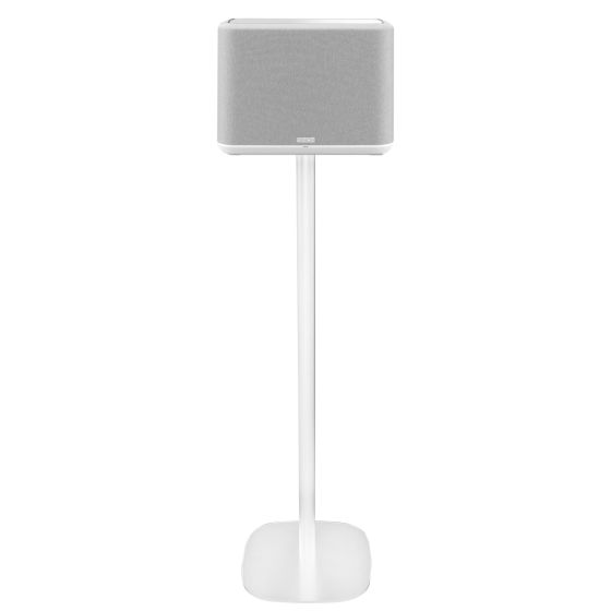 Witte speakerstandaard met Denon Home 250