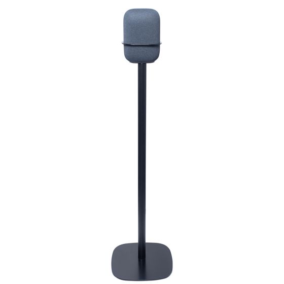 Zwarte speakerstandaard met Google Nest Audio