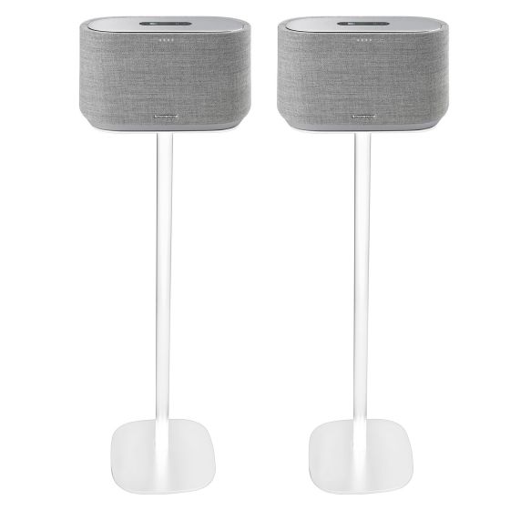 Set van twee witte speakerstandaards met Harman Kardon Citation 300