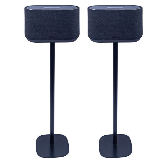 Set van twee zwarte speakerstandaards met Harman Kardon Citation 300