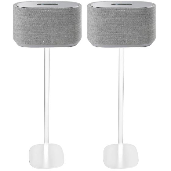 Set van twee witte speakerstandaards met Harman Kardon Citation 500