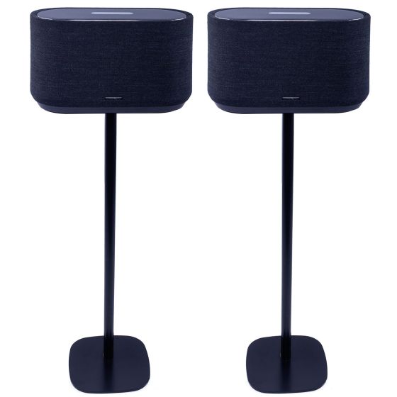 Set van twee zwarte speakerstandaards met Harman Kardon Citation 500